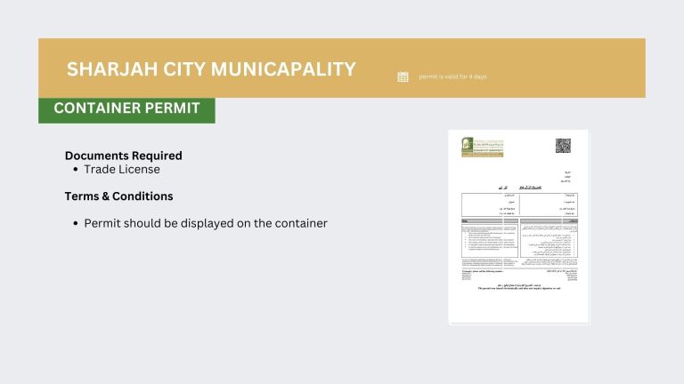 MOHAMMED BIN SAUD BIN SAQR AL QASIMIM CONTAINER PERMIT Documents Required Trade License Terms & Conditions Permit should be displayed on the container SHARJAH CITY MUNICAPALITY